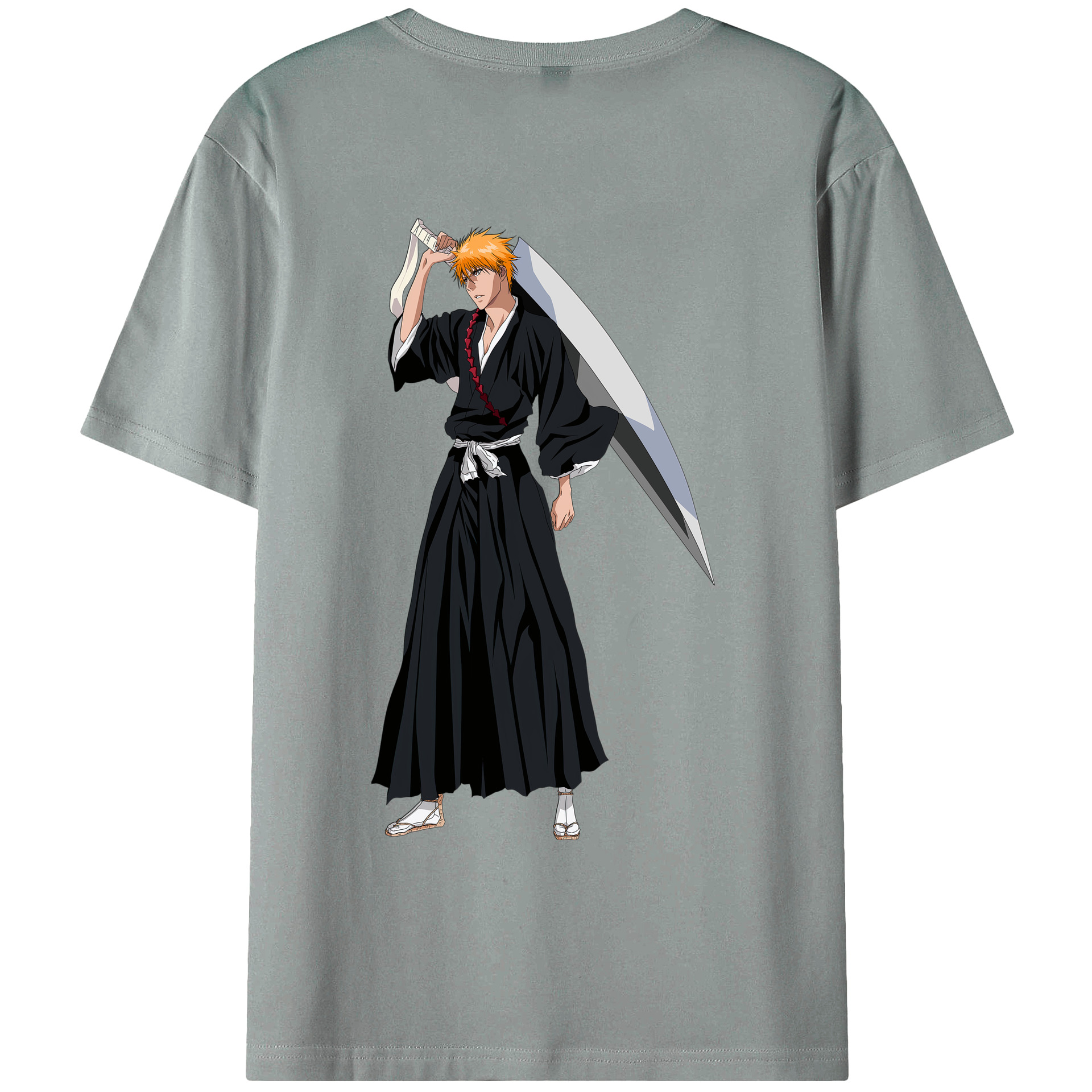 （画像用） ブリーチ 黒崎一護（くろさき いちご）BLEACH Kurosaki Ichigo 綿100％ メンズ半袖Tシャツ（バックプリント） 通気性